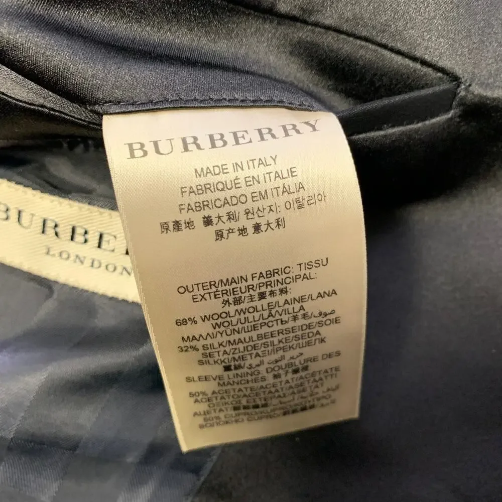 BURBERRY LONDON Size 42 Regular Black Wool Silk Shawl Lapel Sport Coat